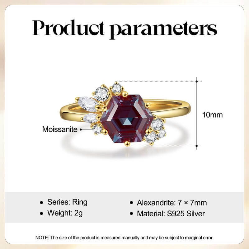 Natural Alexandrite Gold Ring with Moissanite