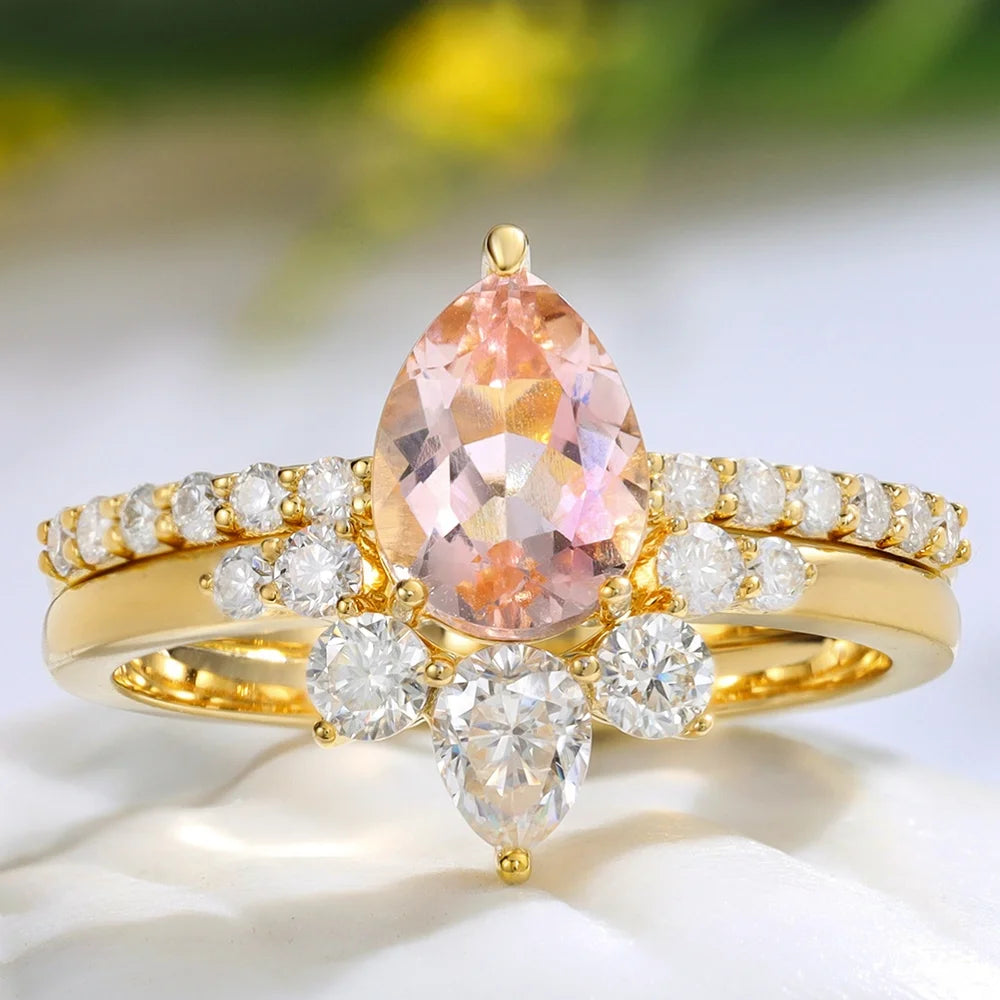 14K White Gold Pear Morganite Engagement Ring